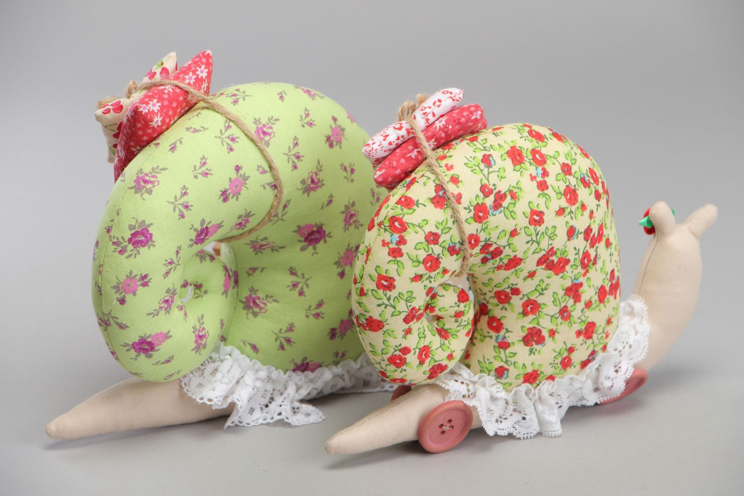 Set of handmade fabric soft toys Two Snails photo 3