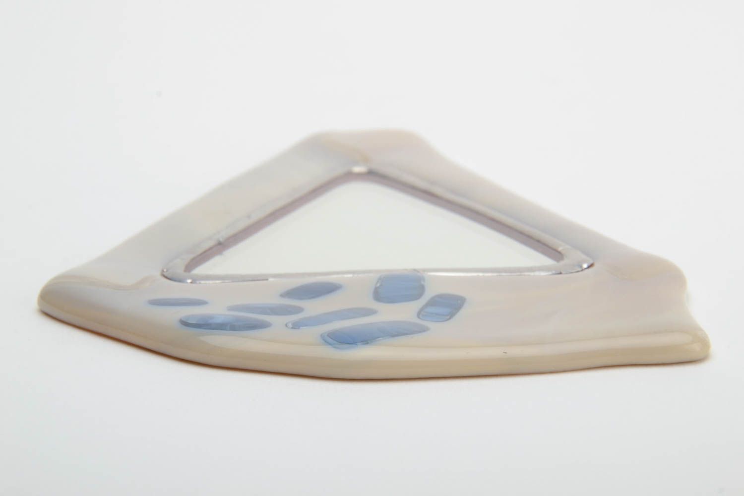 Dreieckiger weißer handgemachter Taschenspiegel für Frauen schön und zart foto 4