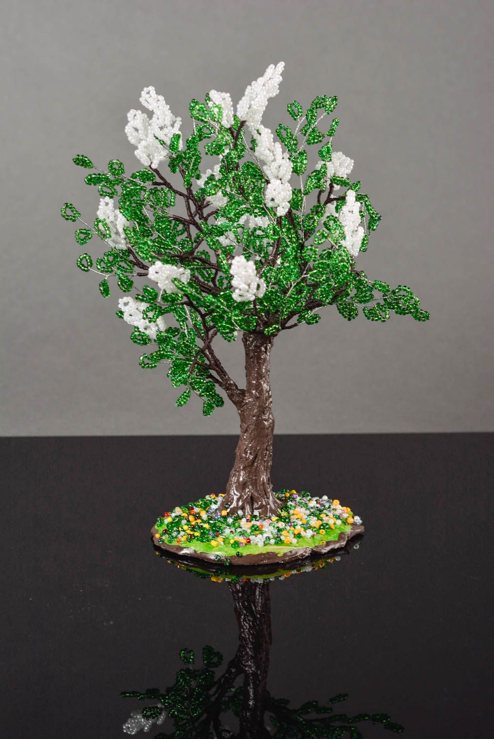 Künstlicher Baum handgefertigt Glasperlen Deko Kunststoff Pflanze originell foto 1