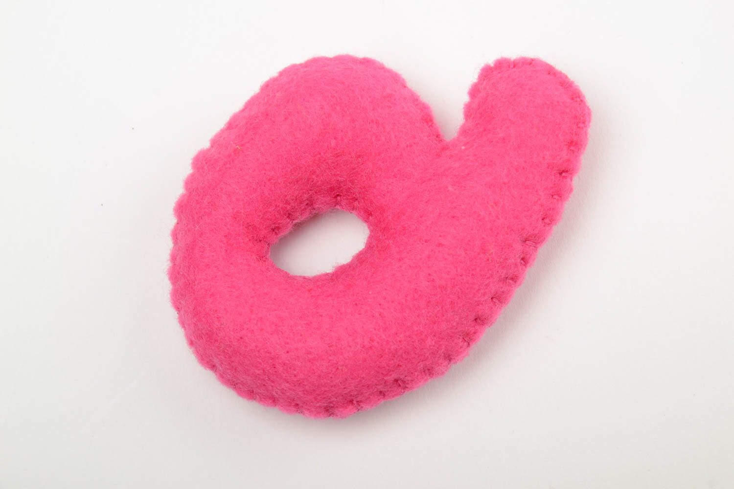 Handmade small pink felt educational soft toy number nine or six for children photo 2