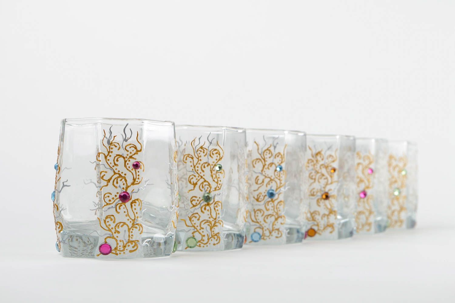Set of handmade glasses stylish kitchen ware glasses for wine 6 pieces 330 ml photo 5
