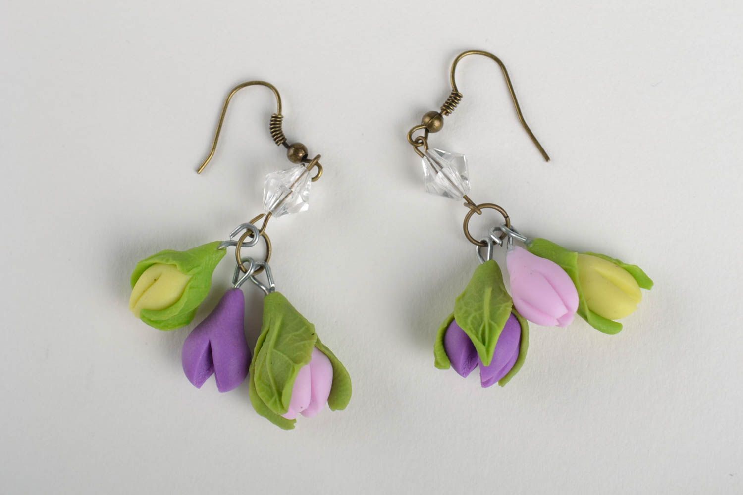 Dangling earrings flower jewelry handmade earrings polymer clay gifts for her photo 2