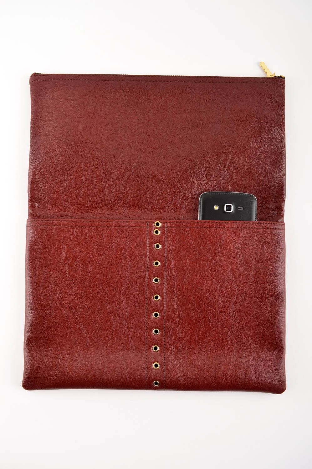 Бордовая сумка ручной работы сумочка клатч стильная женская сумка без ручек фото 2