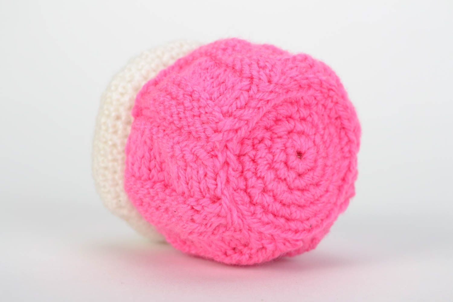 Beautiful soft handmade crochet cake of pink color for home decor photo 5