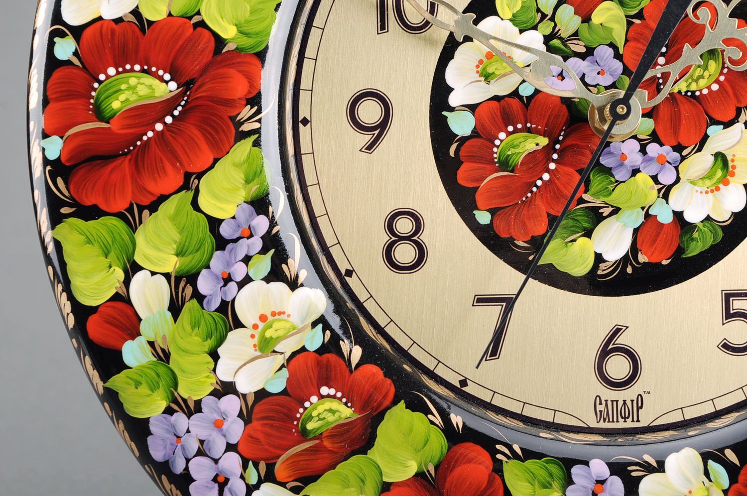 Quartz painted clock Floral photo 2