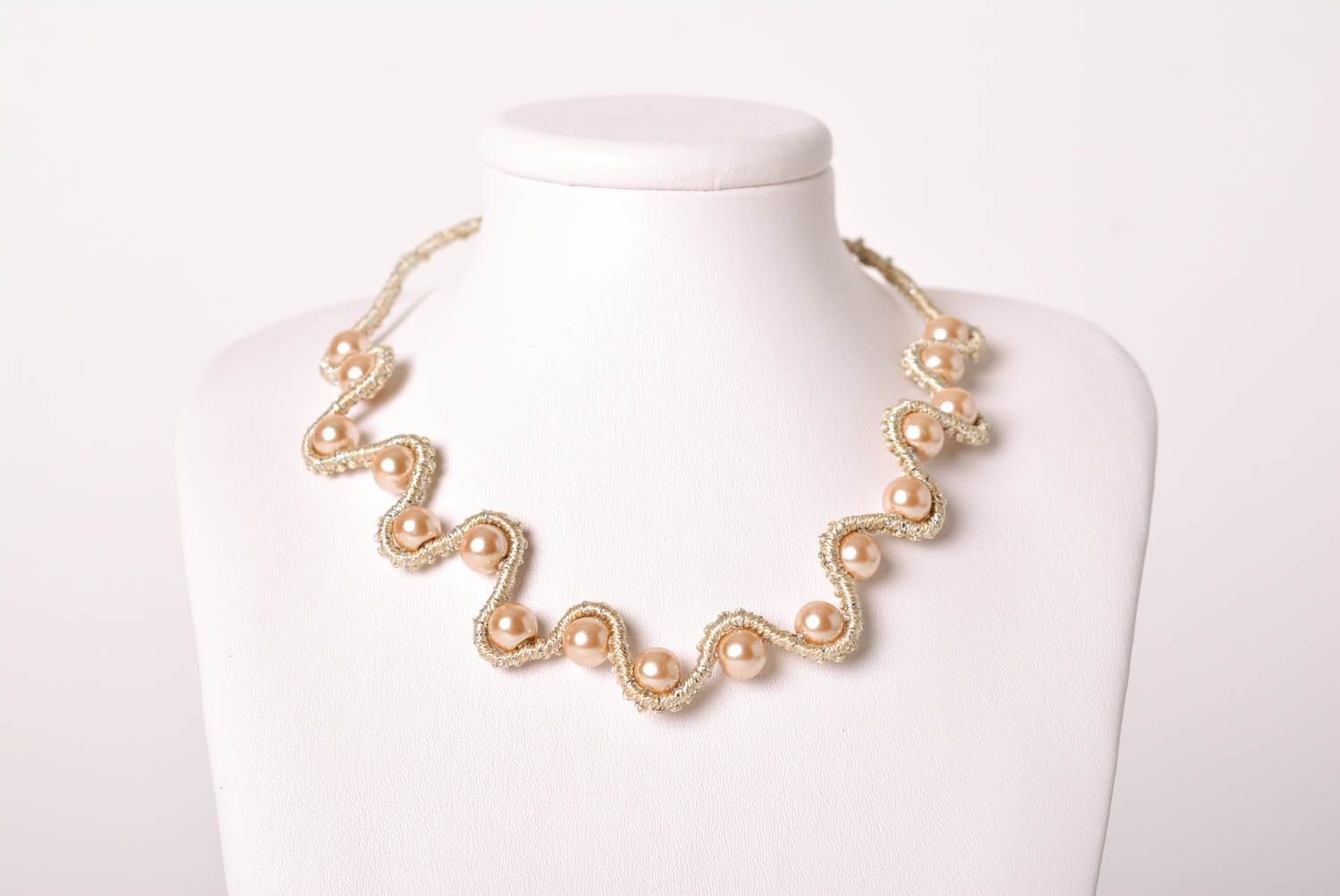 Handmade tender necklace stylish textile necklace elegant accessory gift photo 2