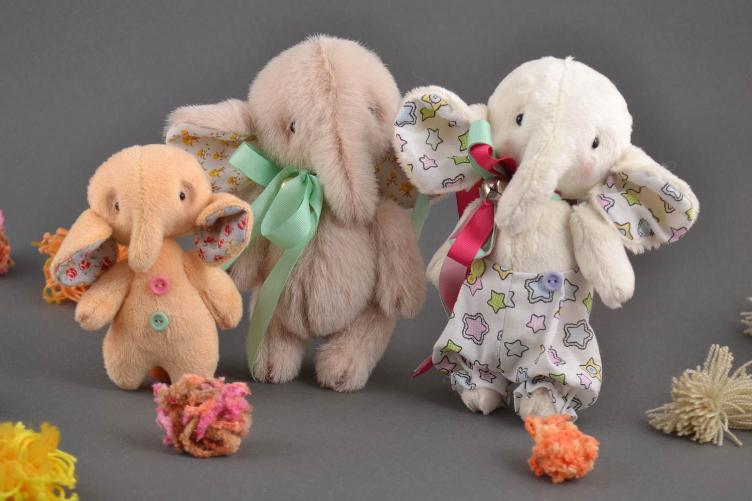 Peluches éléphant 3 Jouets pour enfant faits main Cadeau original pour enfant photo 1