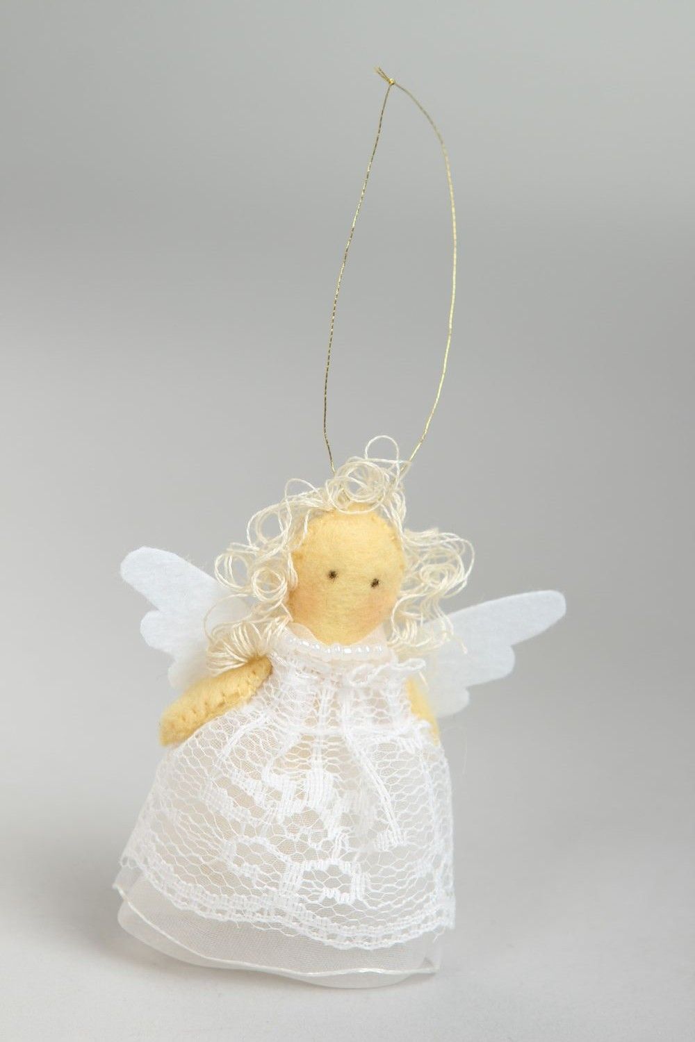 Елочная игрушка хэнд мэйд мягкая игрушка ангел с петелькой новогодняя игрушка фото 4