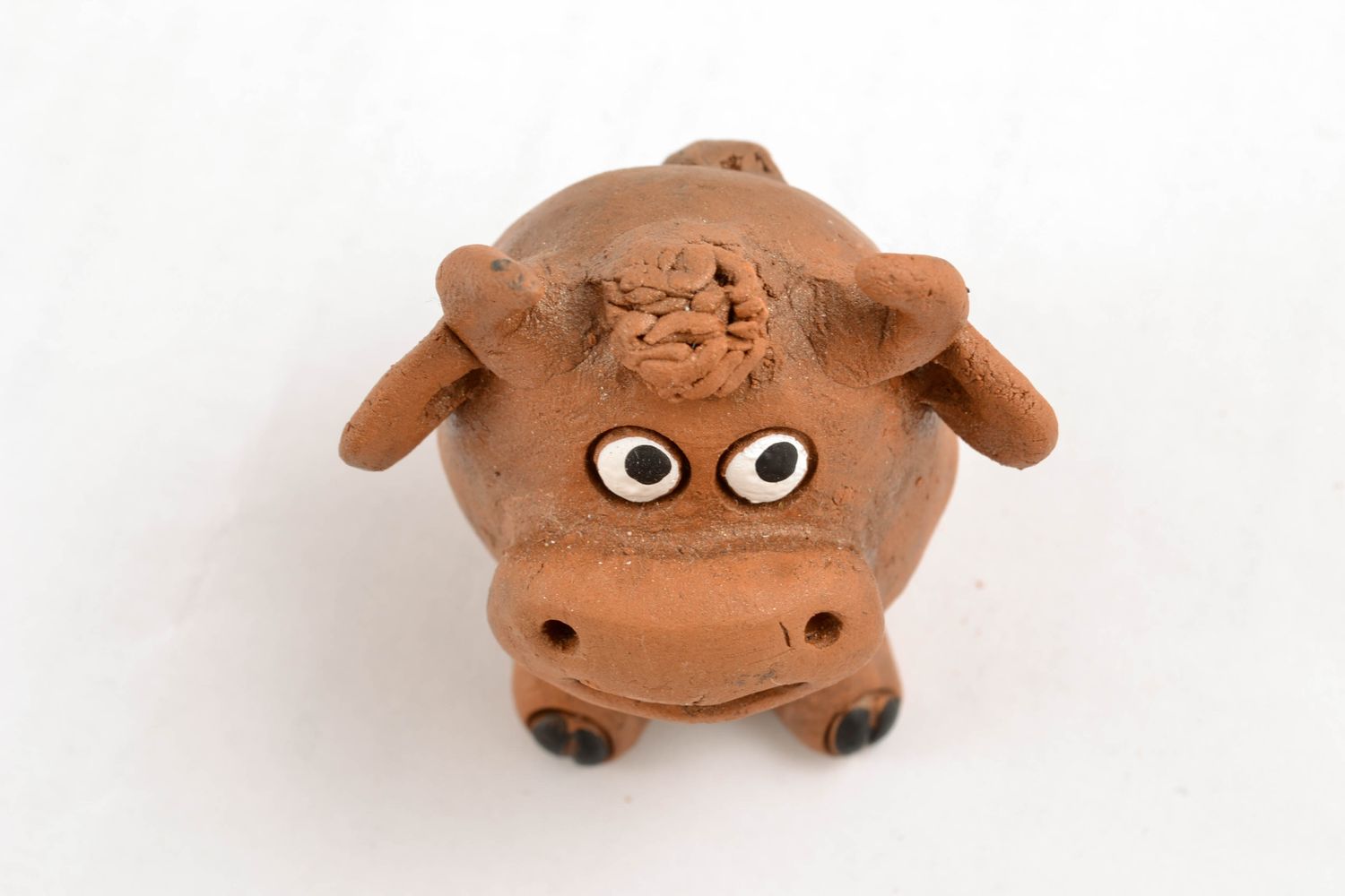 Handmade clay statuette of cow photo 3