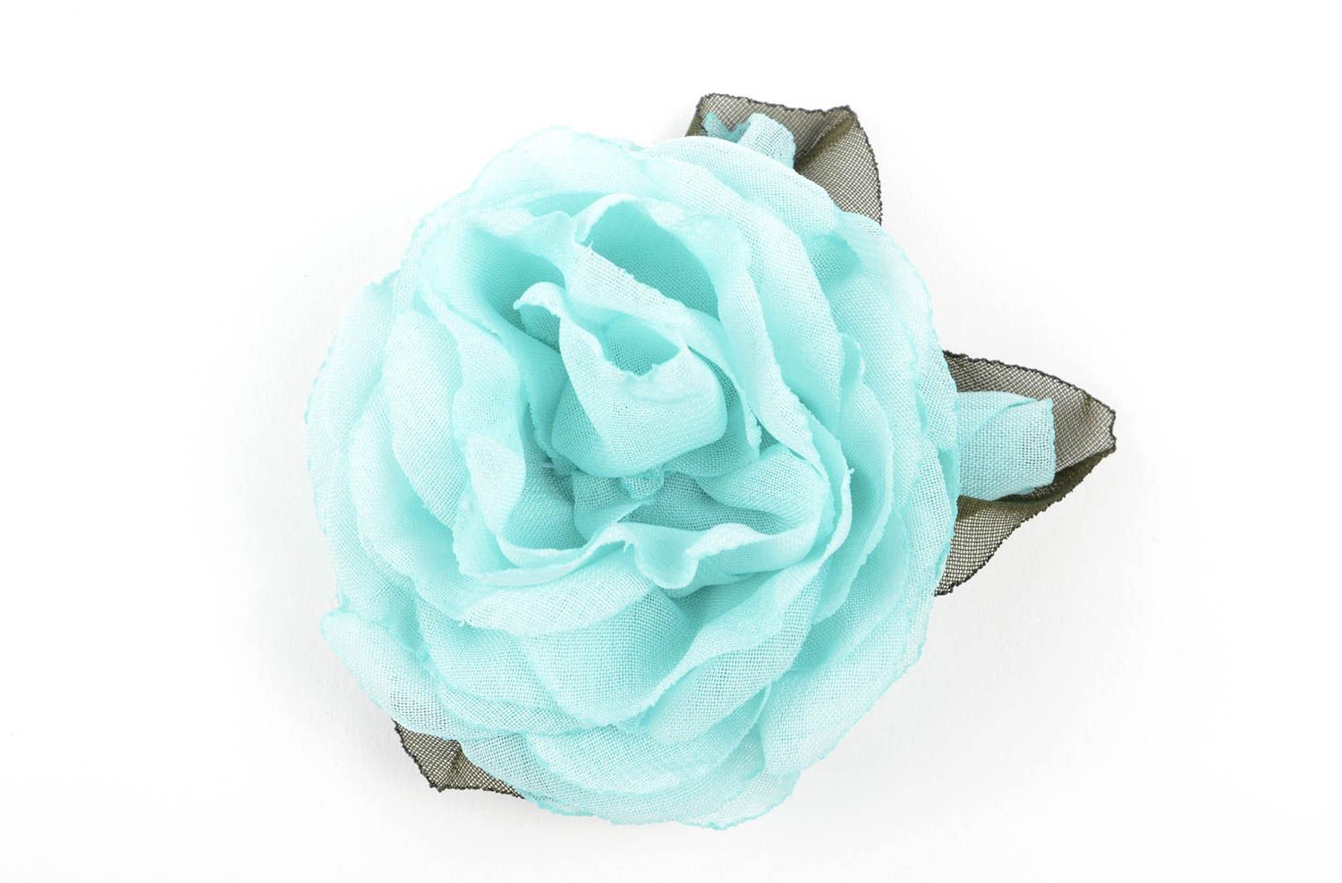 Украшение ручной работы аксессуар для волос заколка с цветком розы голубая фото 2
