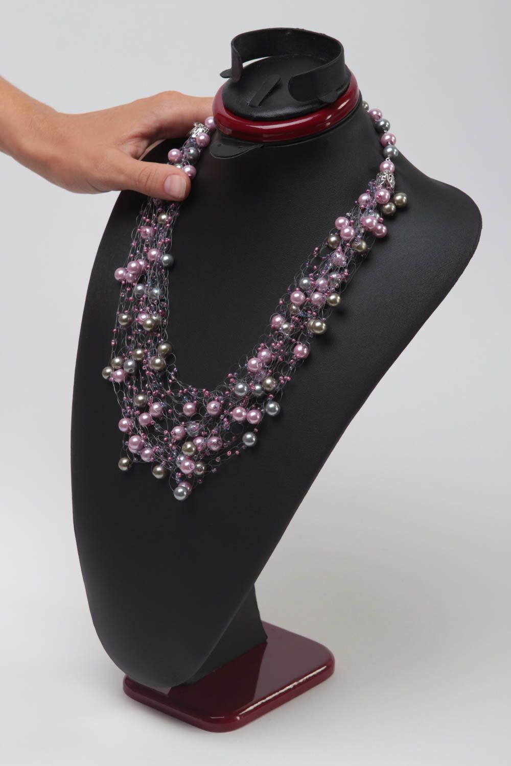 Collier perles rocaille fait main Bijou fantaisie Accessoire femme original beau photo 2