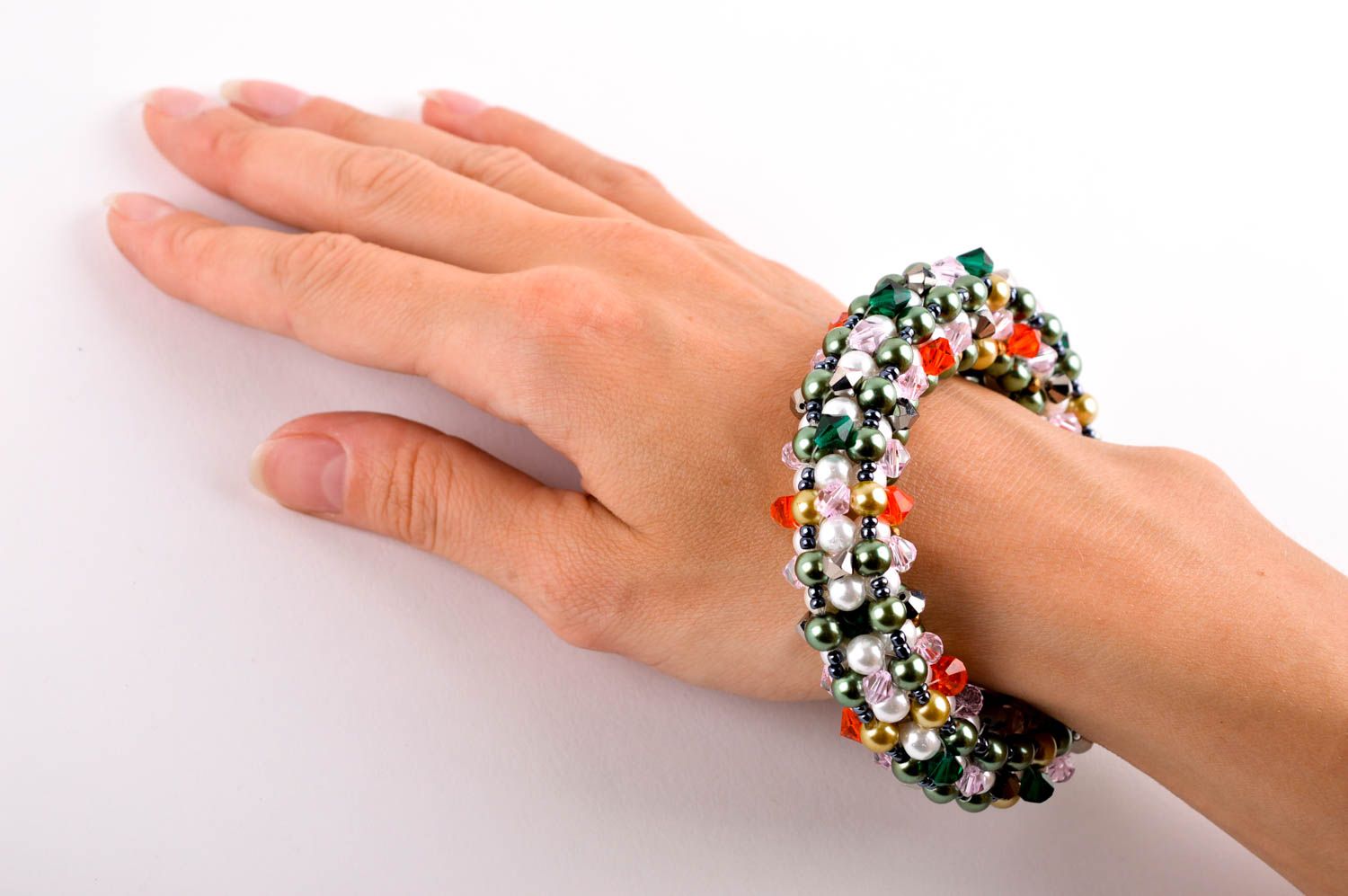 Bracciale di perline e perle fatto a mano braccialetto vivace per donna foto 5