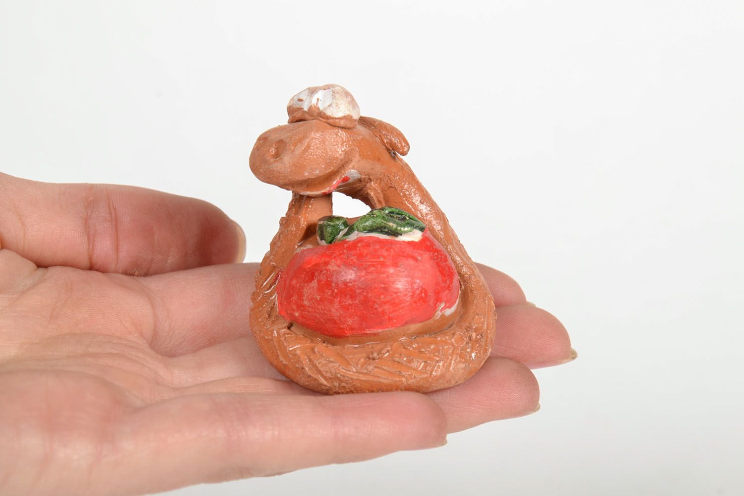 Handmade Keramik Figur Schlange mit Apfel Haus Deko Miniatur Figur originell foto 5