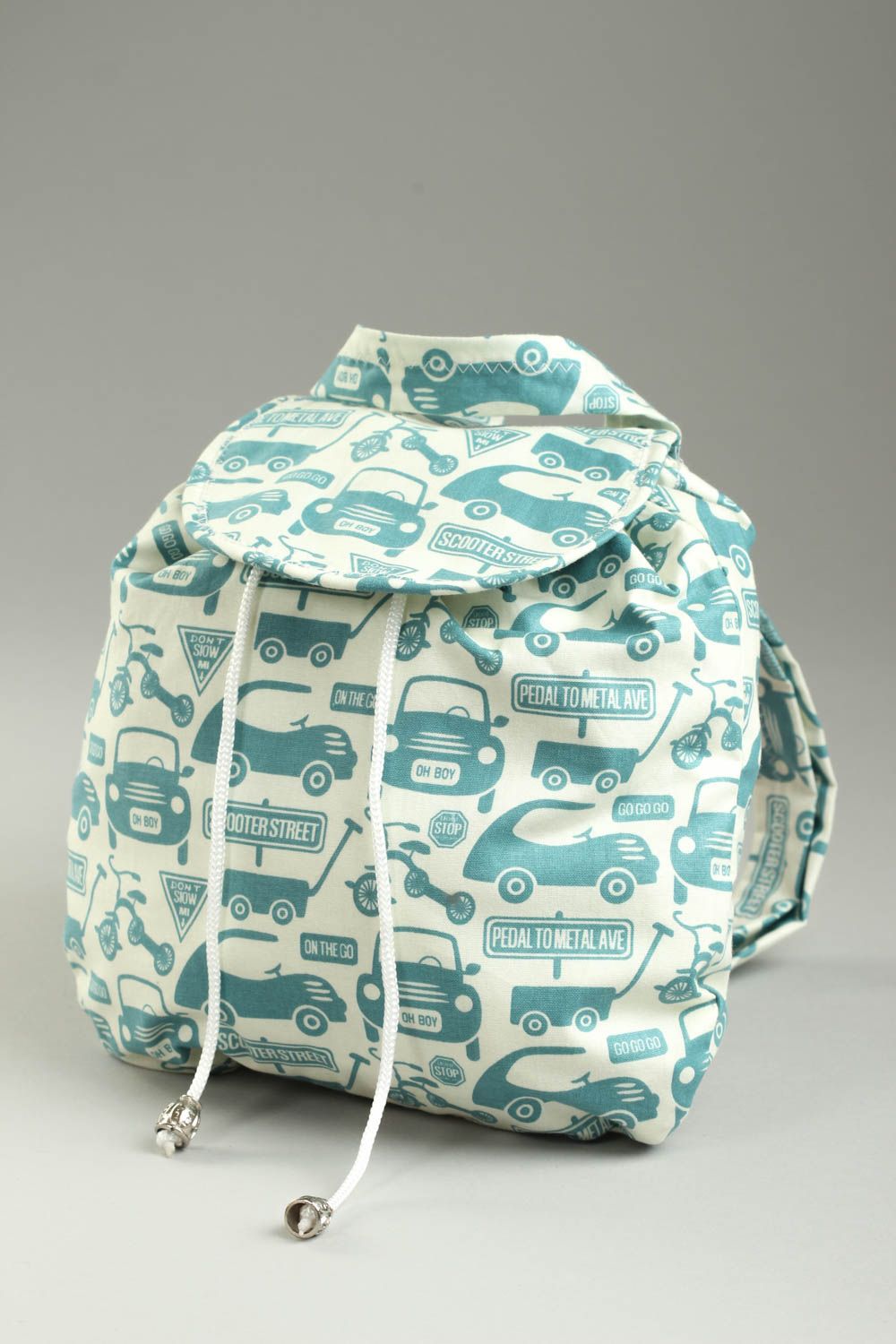 Маленький рюкзак хэнд мейд рюкзак для ребенка текстильный рюкзак с машинками фото 1