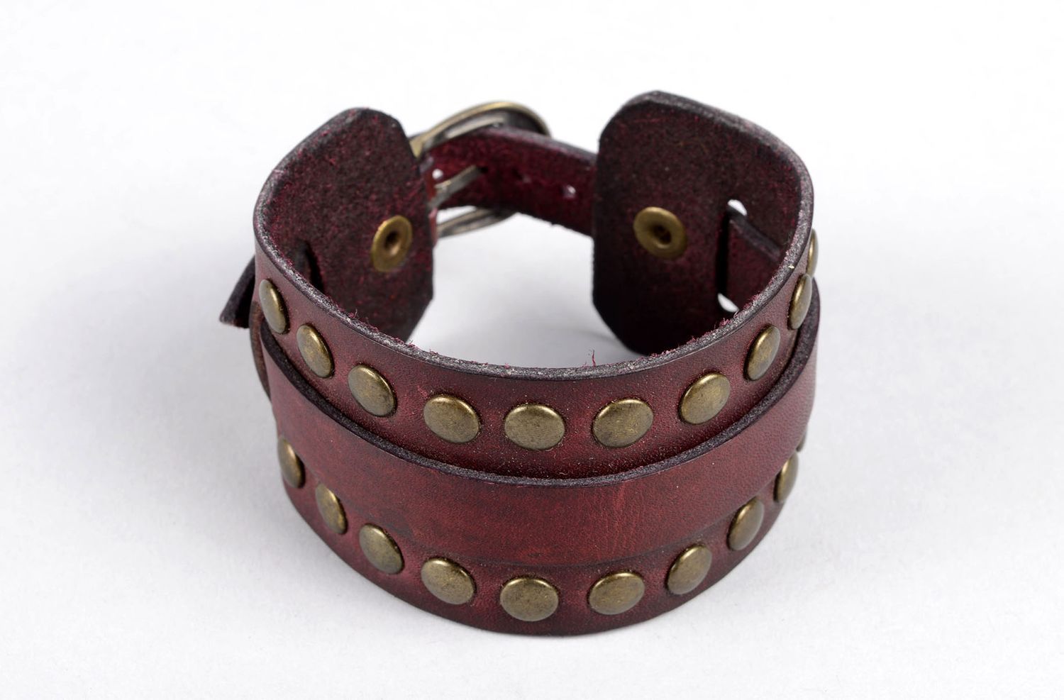 Handmade Armband aus Leder breit Designer Schmuck Accessoires für Frauen braun foto 1