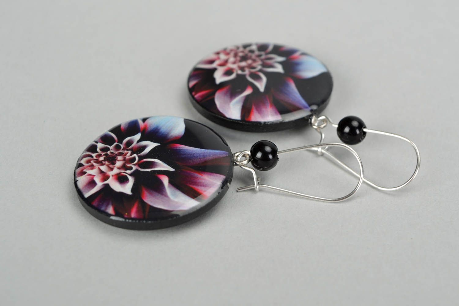 Polymer clay earrings Attractive Flower photo 4