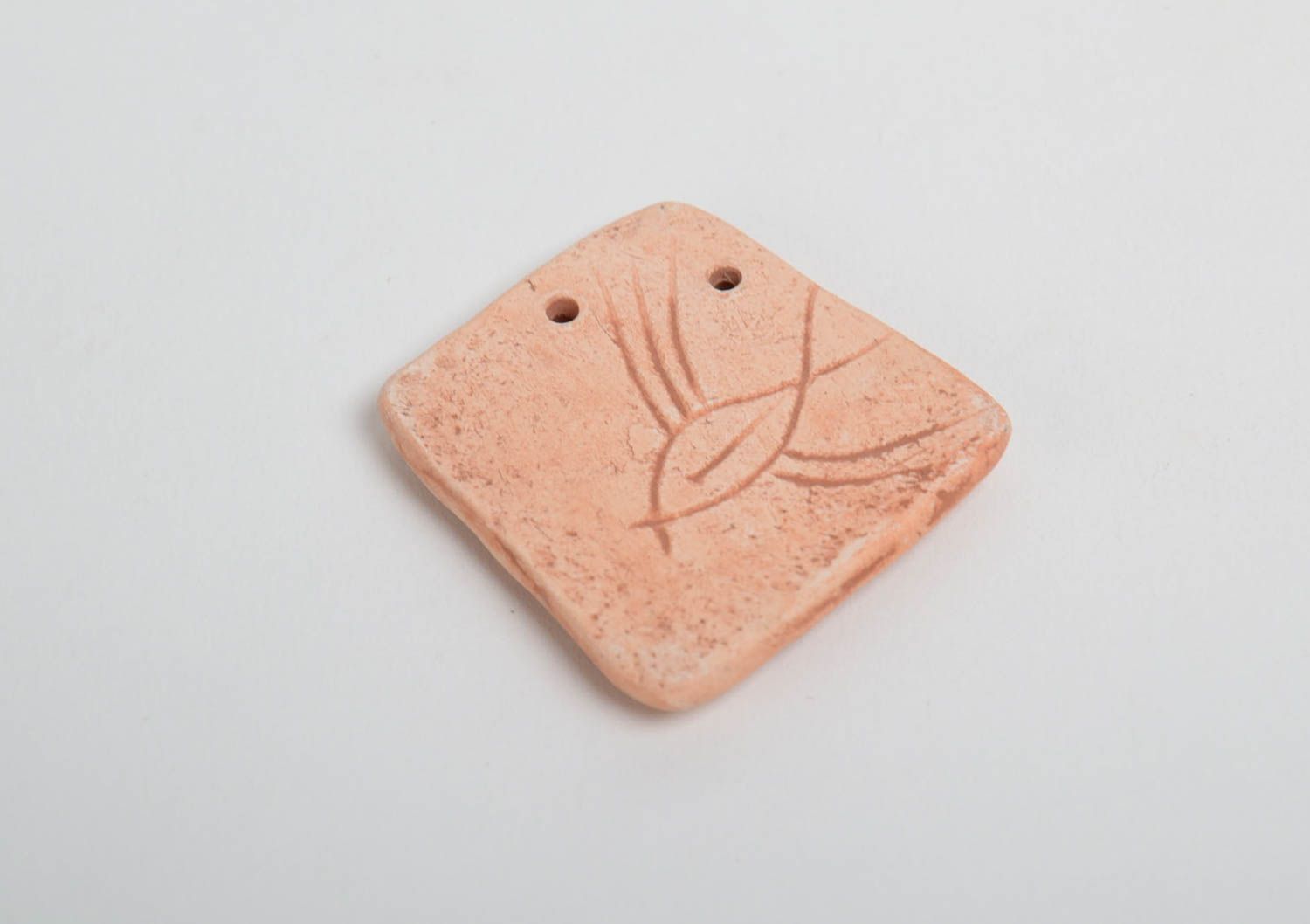 Handmade designer ceramic blank for pendant making DIY jewelry Flower photo 3