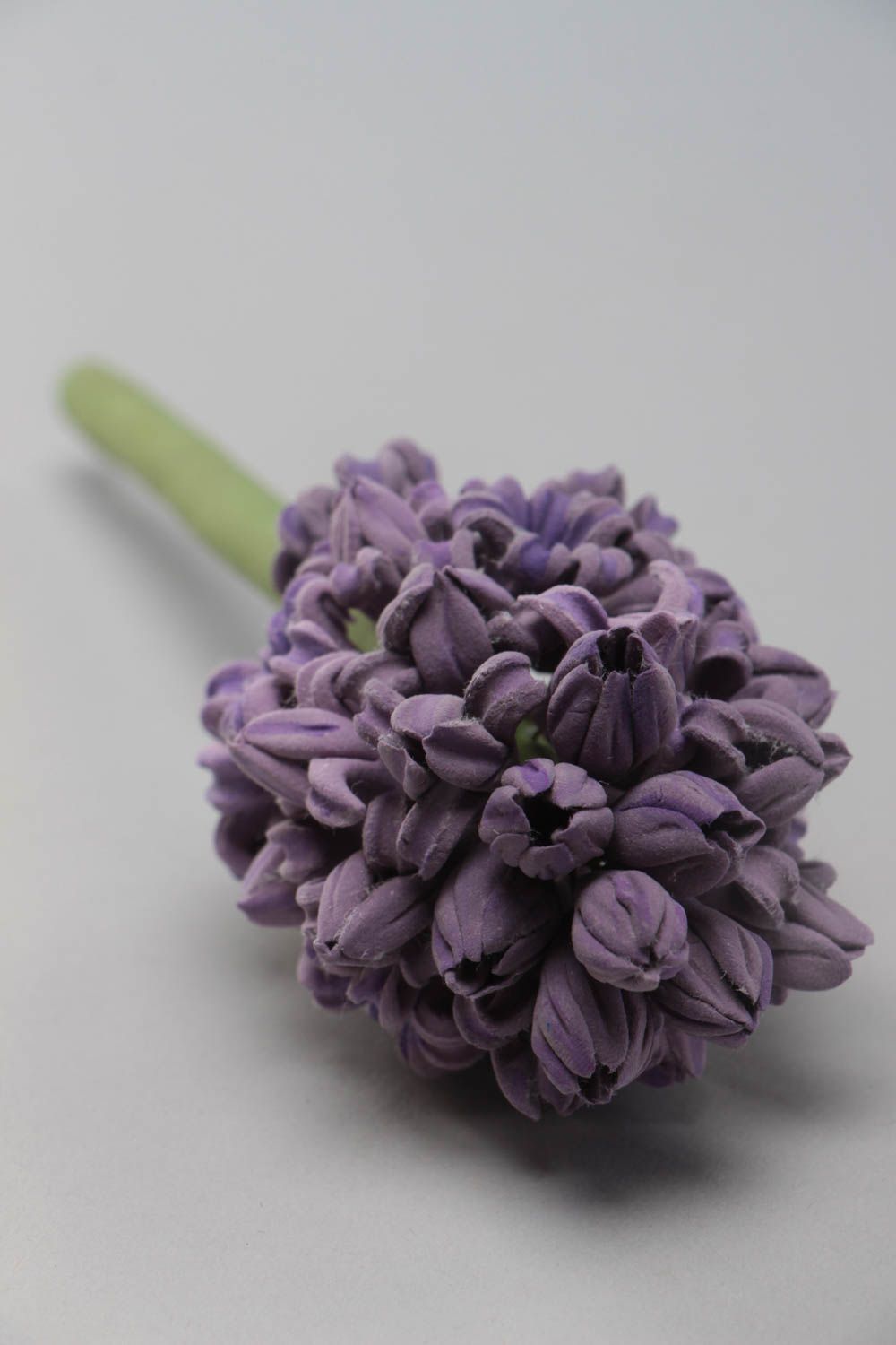 Handmade dekorative Blume Hyazinthe aus Polymerton mit langem Stiel schön foto 2