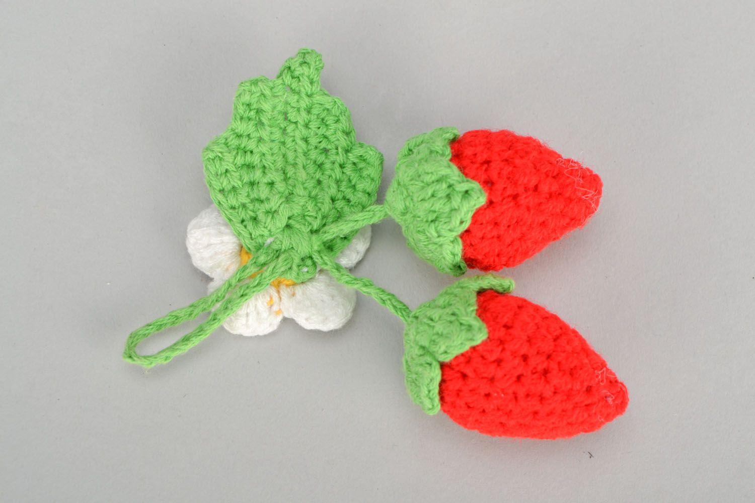 Homemade crochet interior decoration Strawberries photo 3