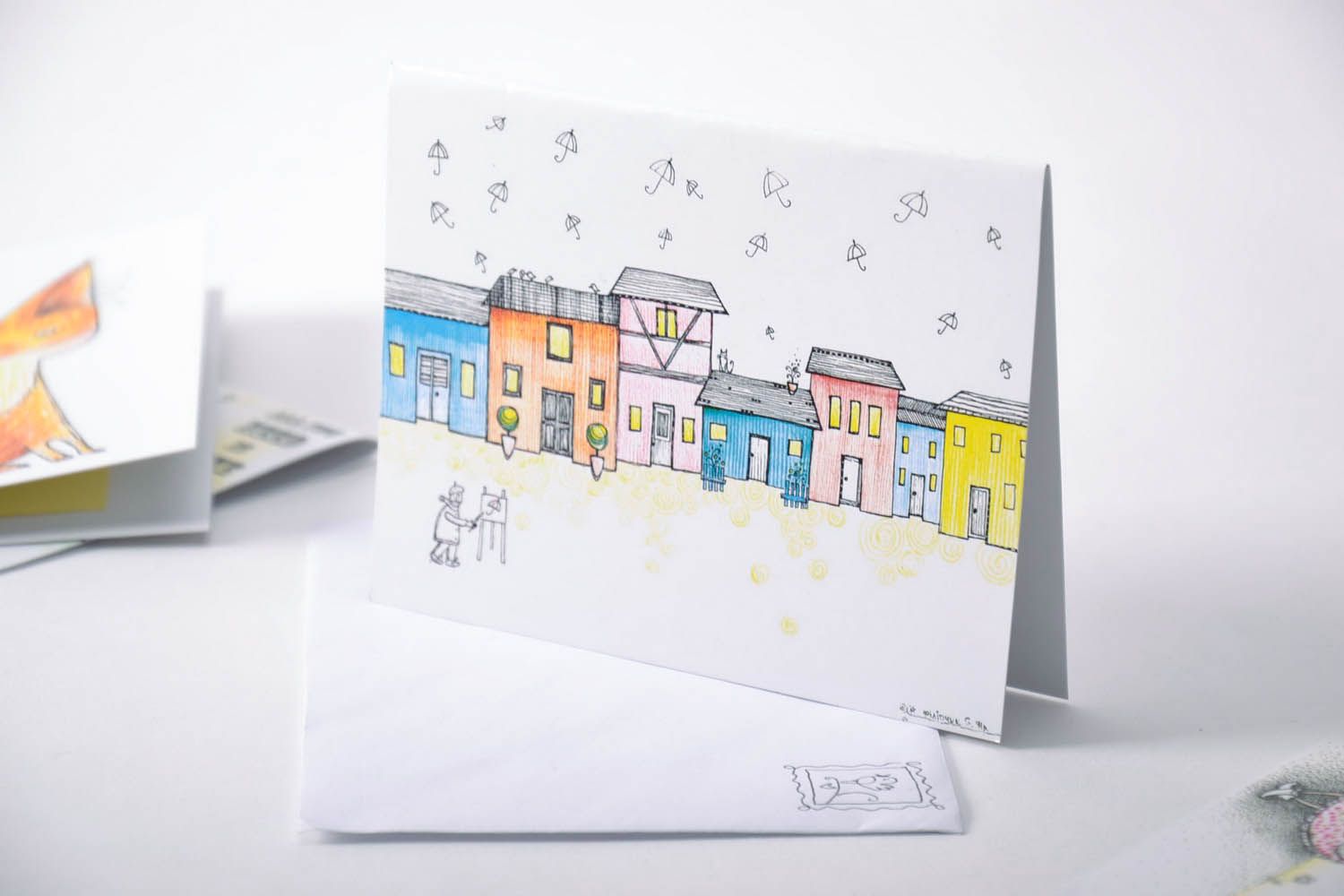 Carte de vœux artisanale avec enveloppe blanche photo 1