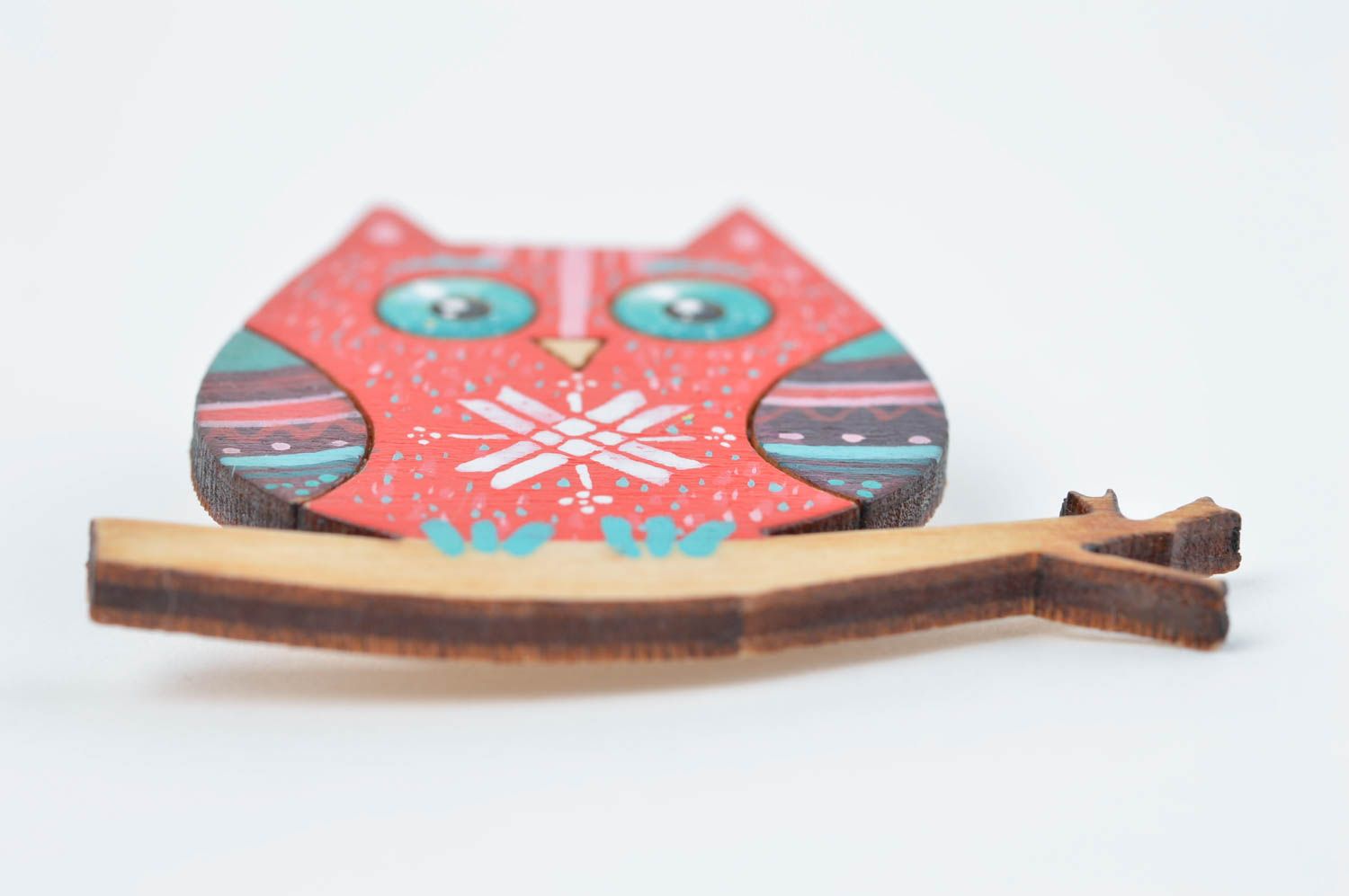 Broche de madera bisutería hecha a mano regalo original accesorio de moda foto 2