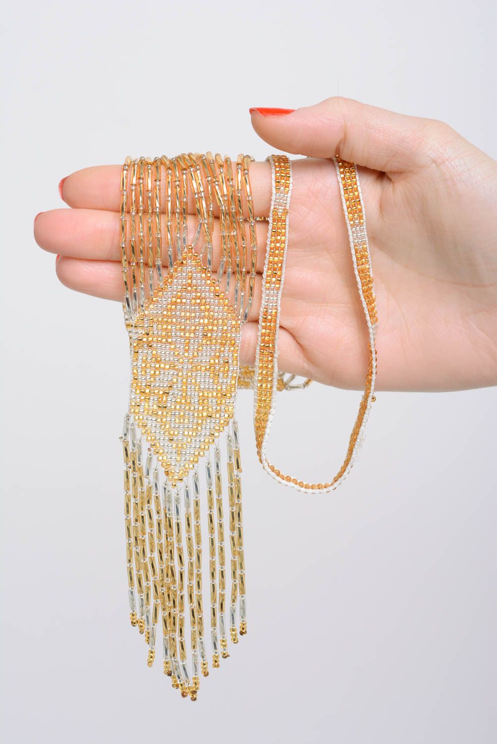 Beaded gerdan necklace handmade designer beautiful accessory in ethnic style photo 3
