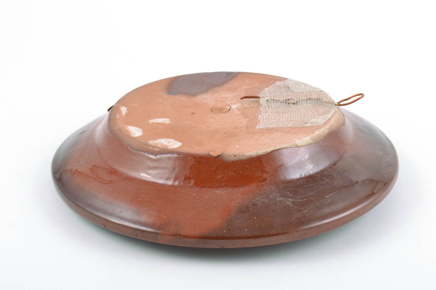 Handmade ceramic plate coated with glaze decorative unusual interior pottery photo 5
