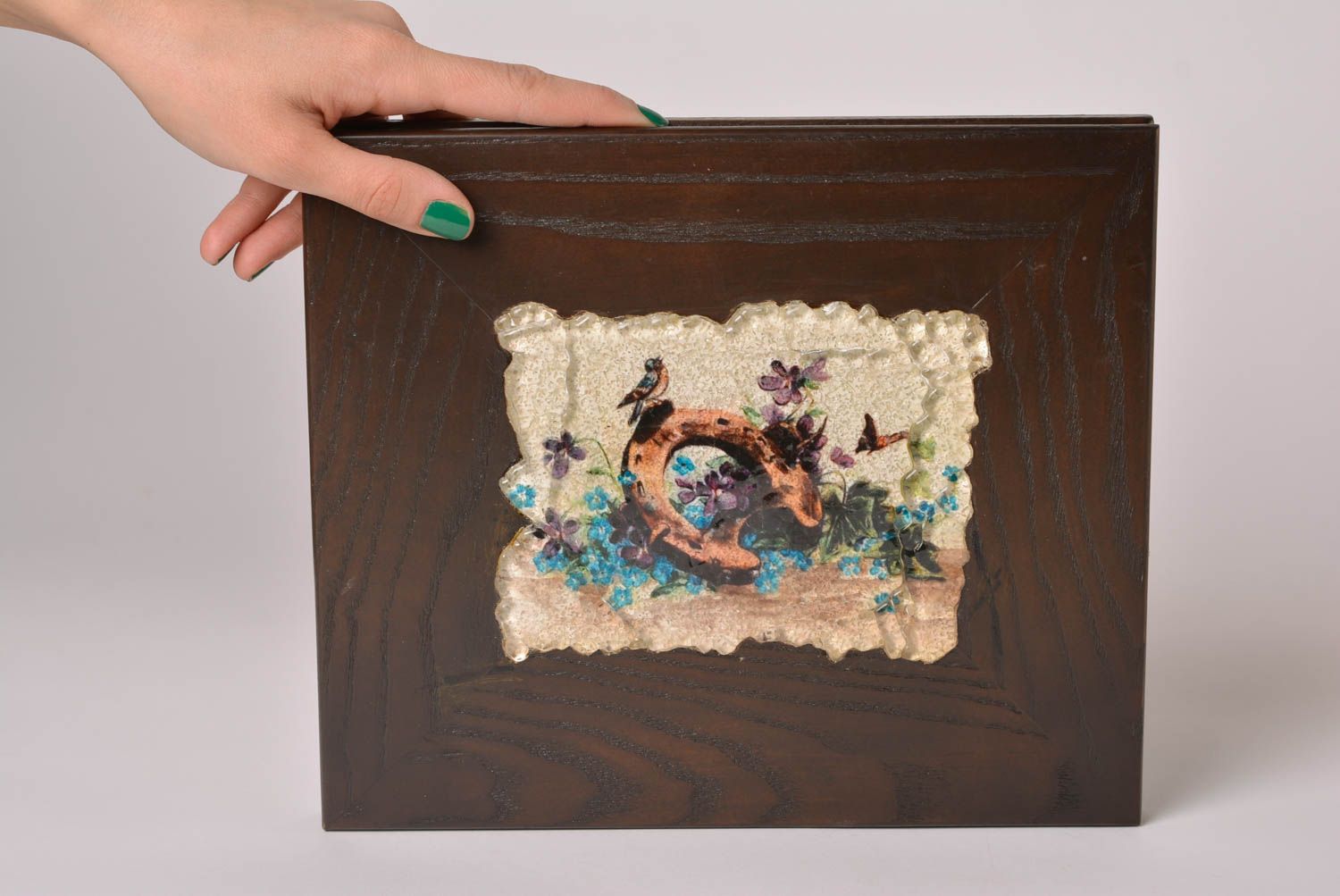 Панно на стену подарок ручной работы красивая картина мозаика из стекла Подкова фото 2