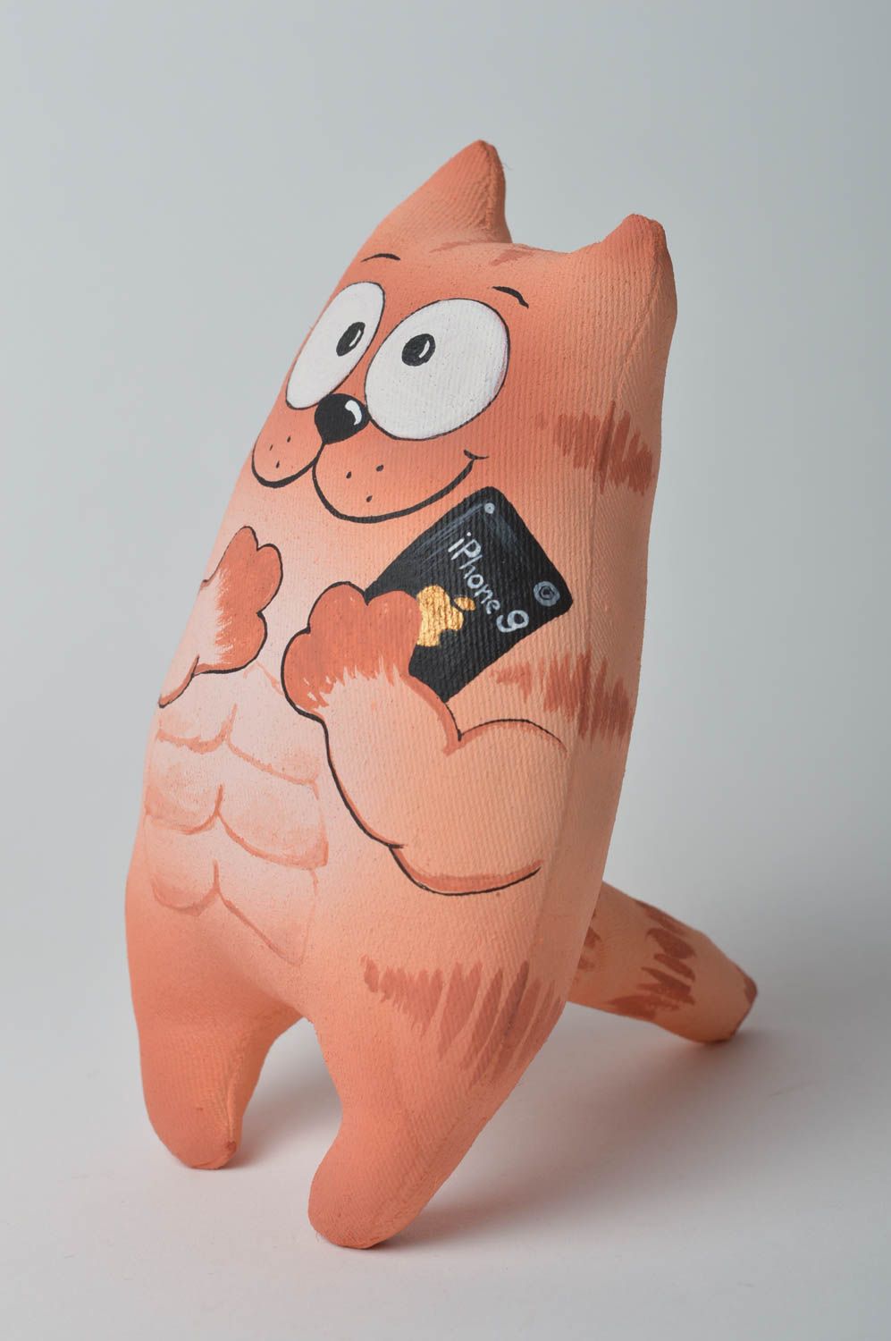 Poupée chat fait main Jouet design Déco maison acrylique peinte coton originale photo 3