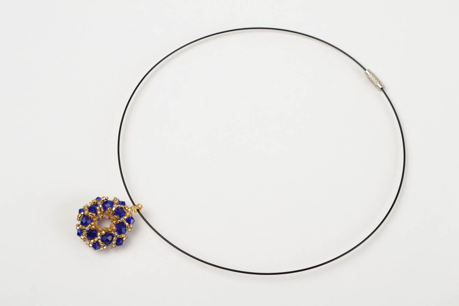 Seed beaded handmade pendant unique necklace designer present for women photo 3
