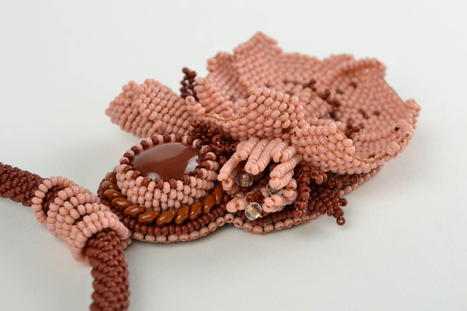 Handmade stylish pendant designer unusual accessories brown feminine present photo 5