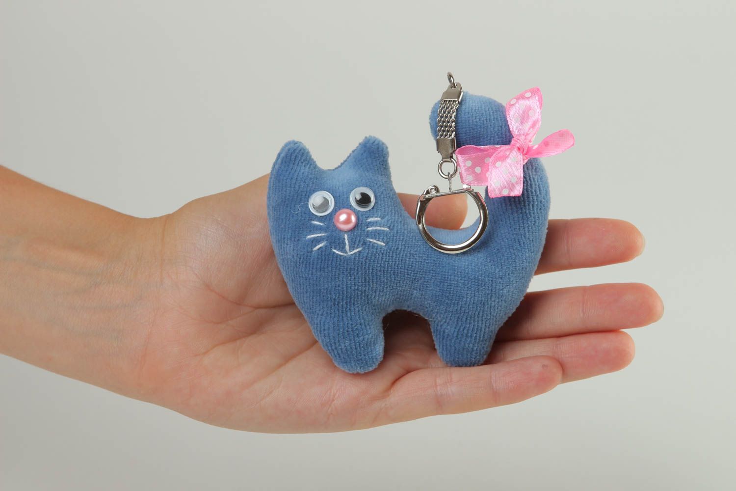 Kuscheltier Katze handmade Kinder Geschenk Schlüsselanhänger Stoff originell foto 5