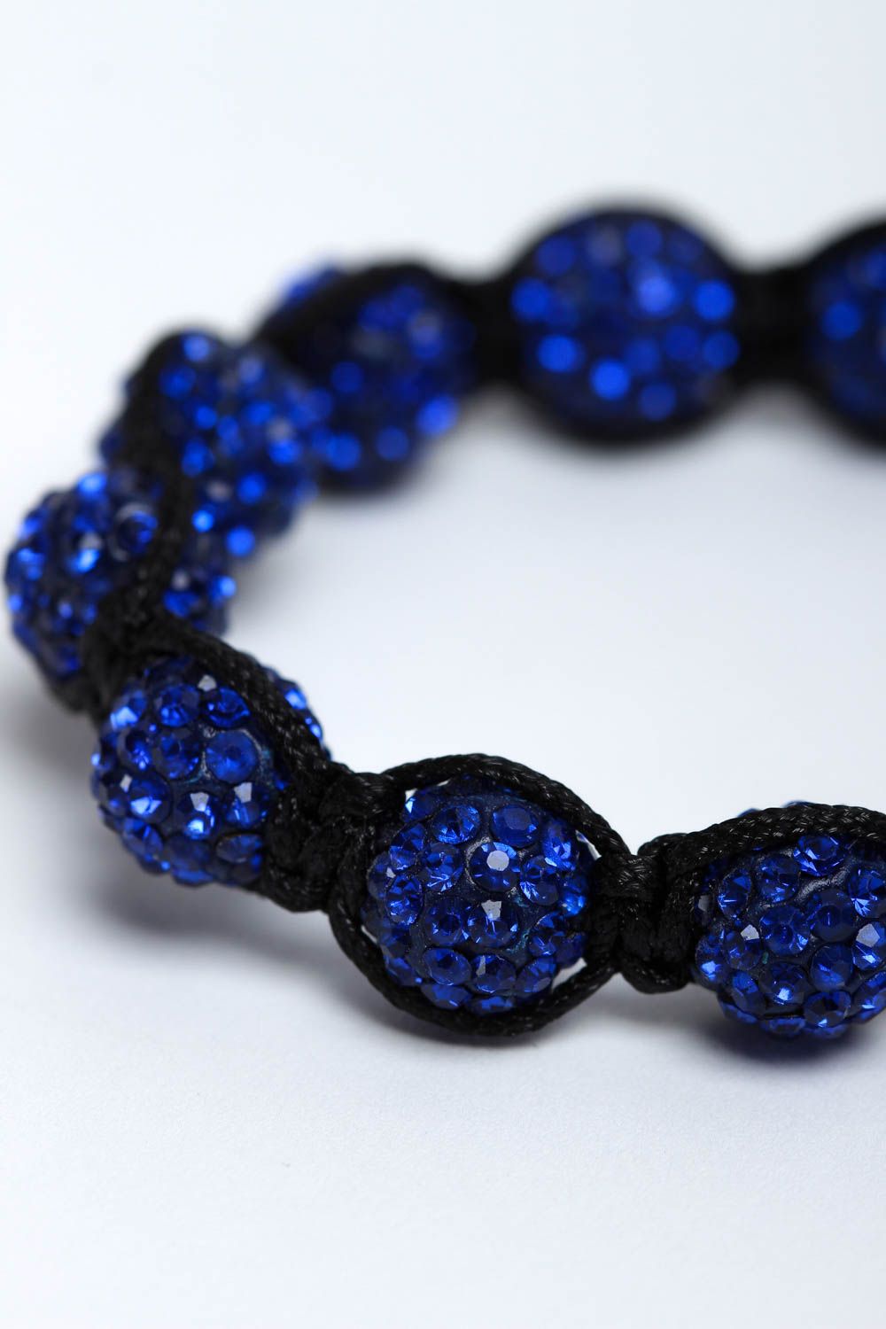 Dark blue beads strand bracelet on a black rope for daughter photo 3