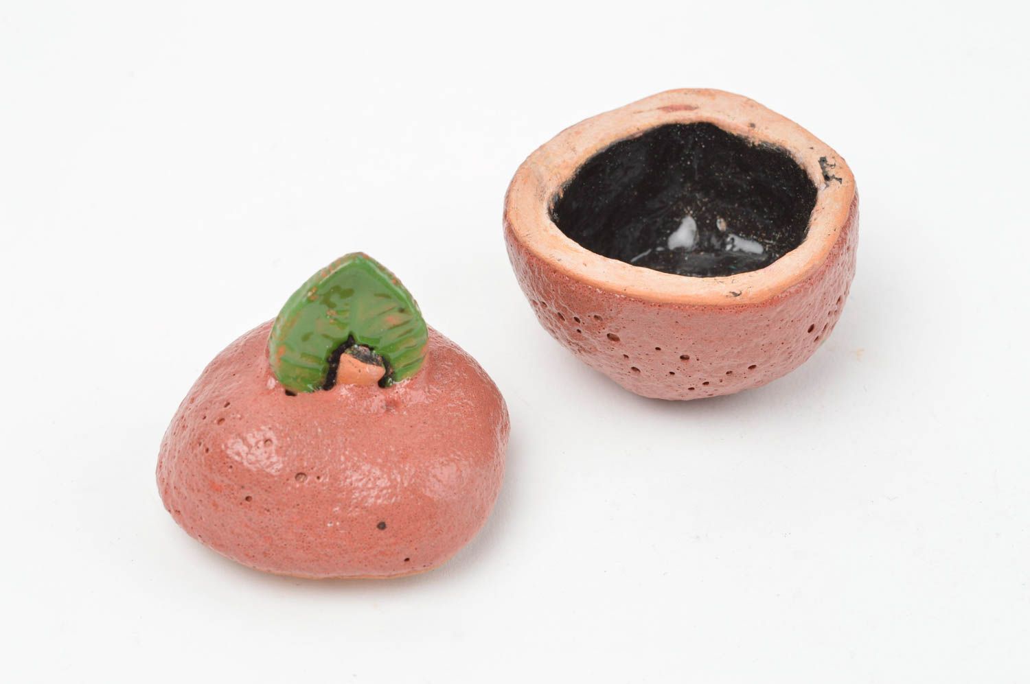Boîte à bijoux faite main Coffret rond Cadeau femme forme de pomme céramique photo 4