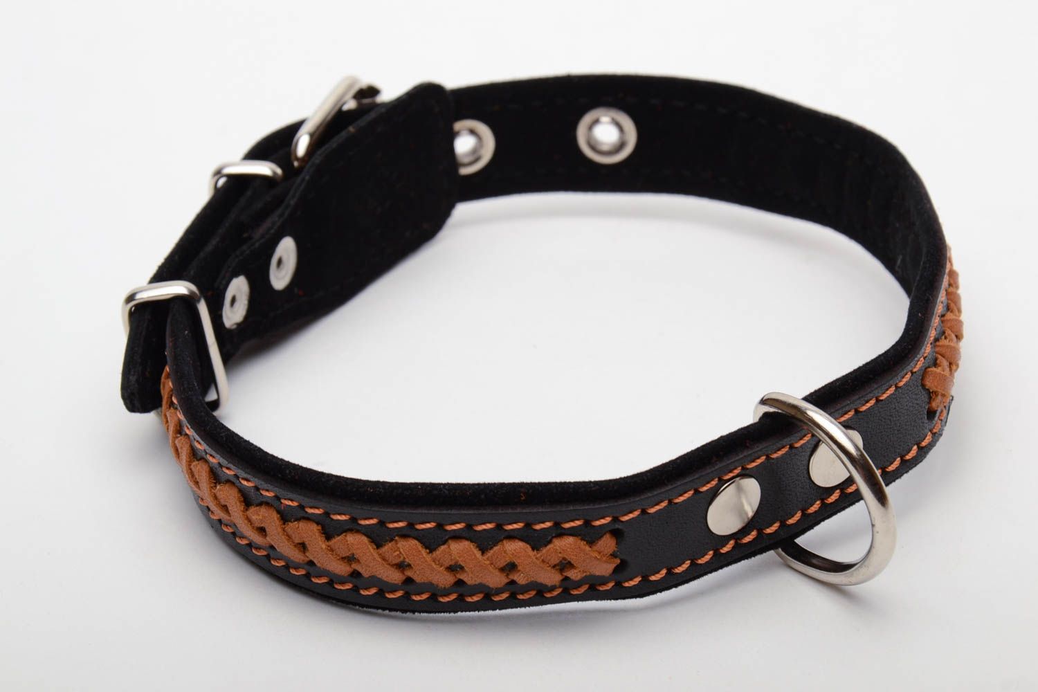 Thin dog collar of black color photo 3