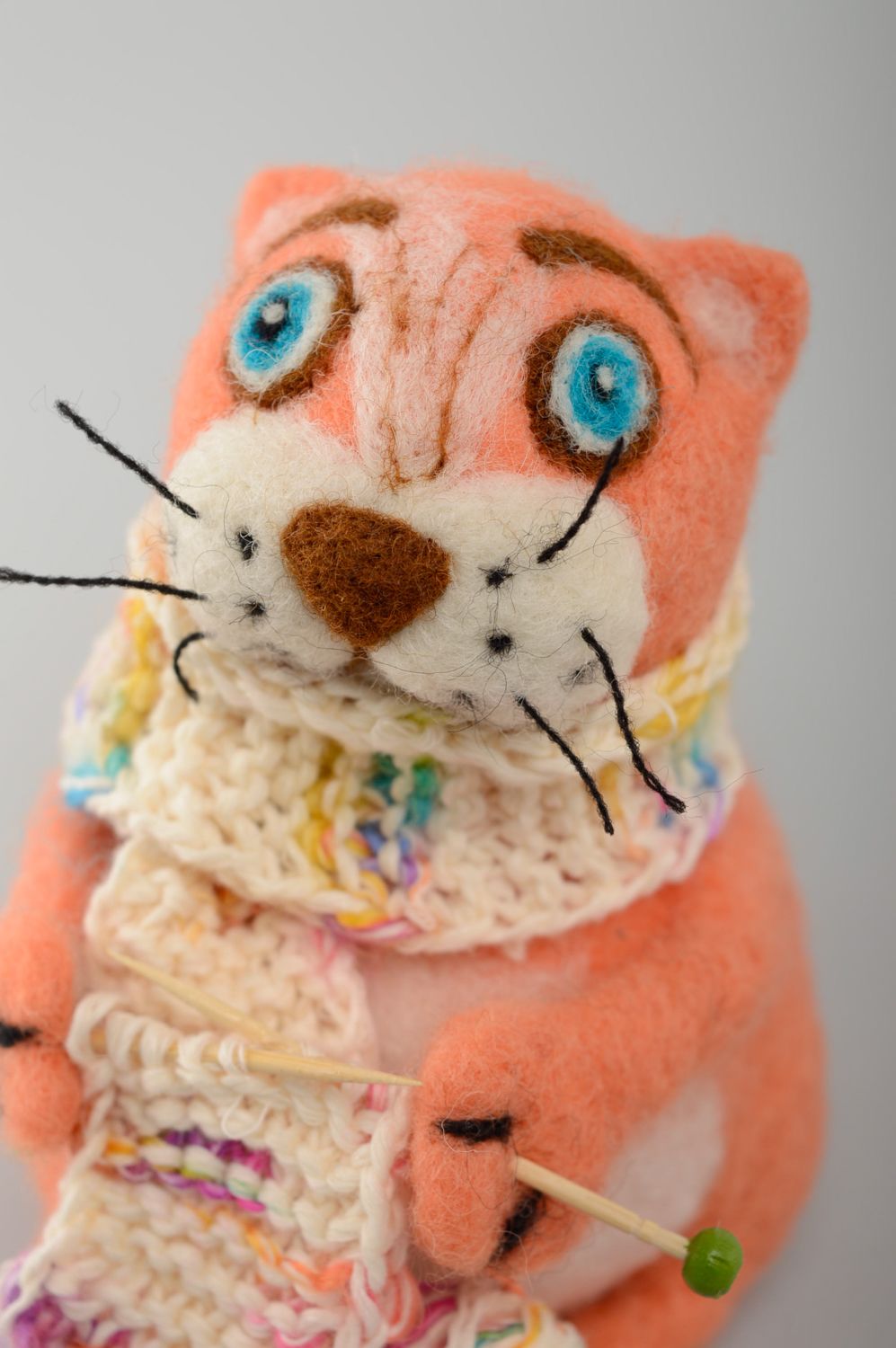 Handmade felted wool toy Cat photo 2