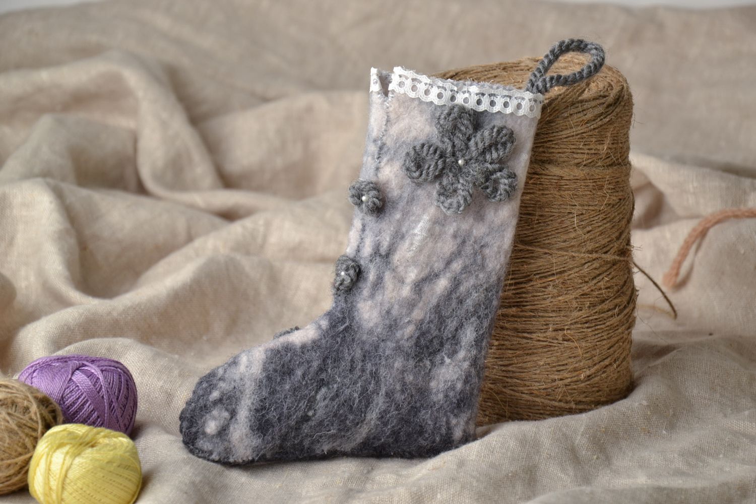 Wool felted decoration Boot photo 1
