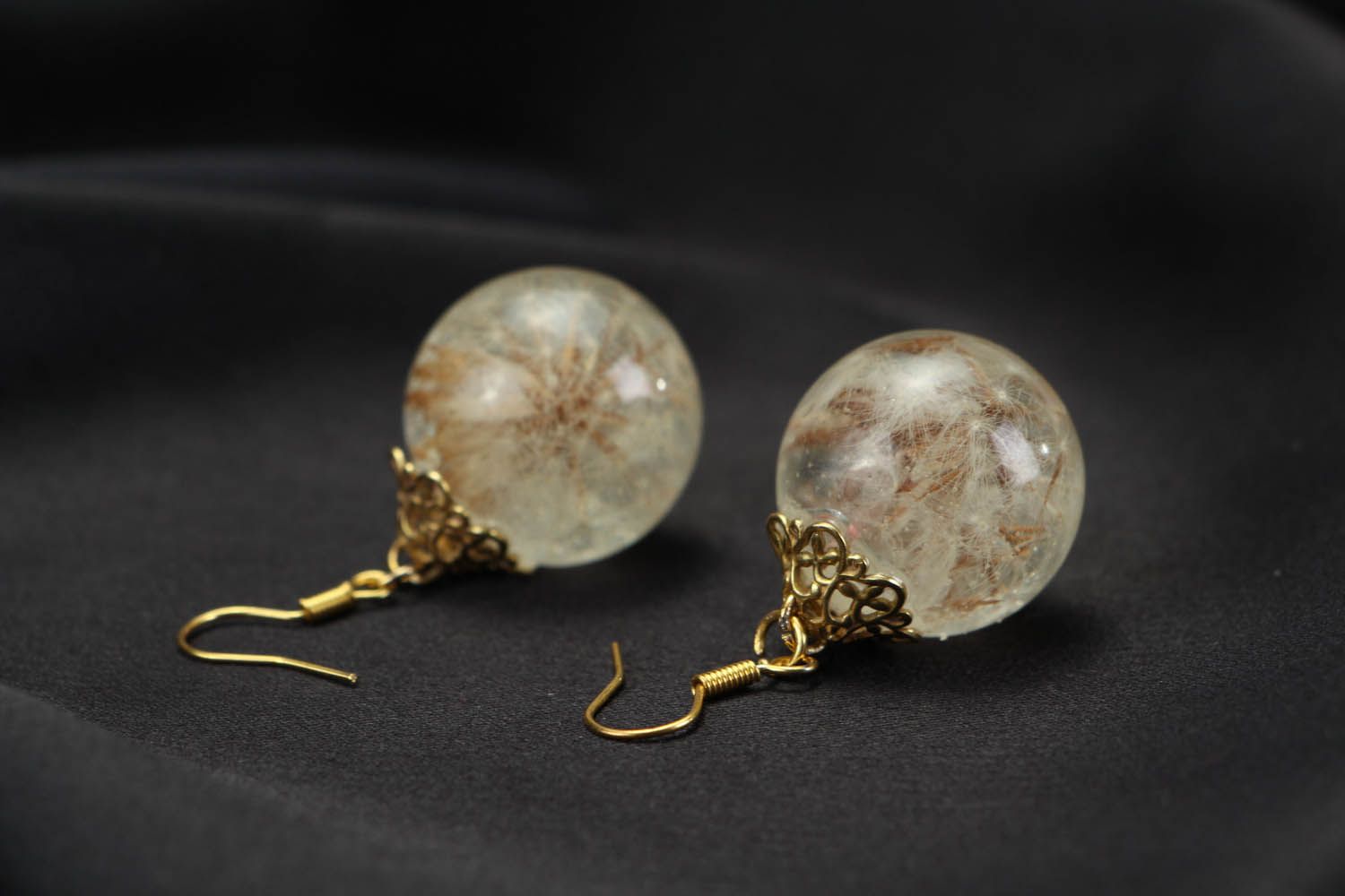 Earrings with natural dandelions photo 3