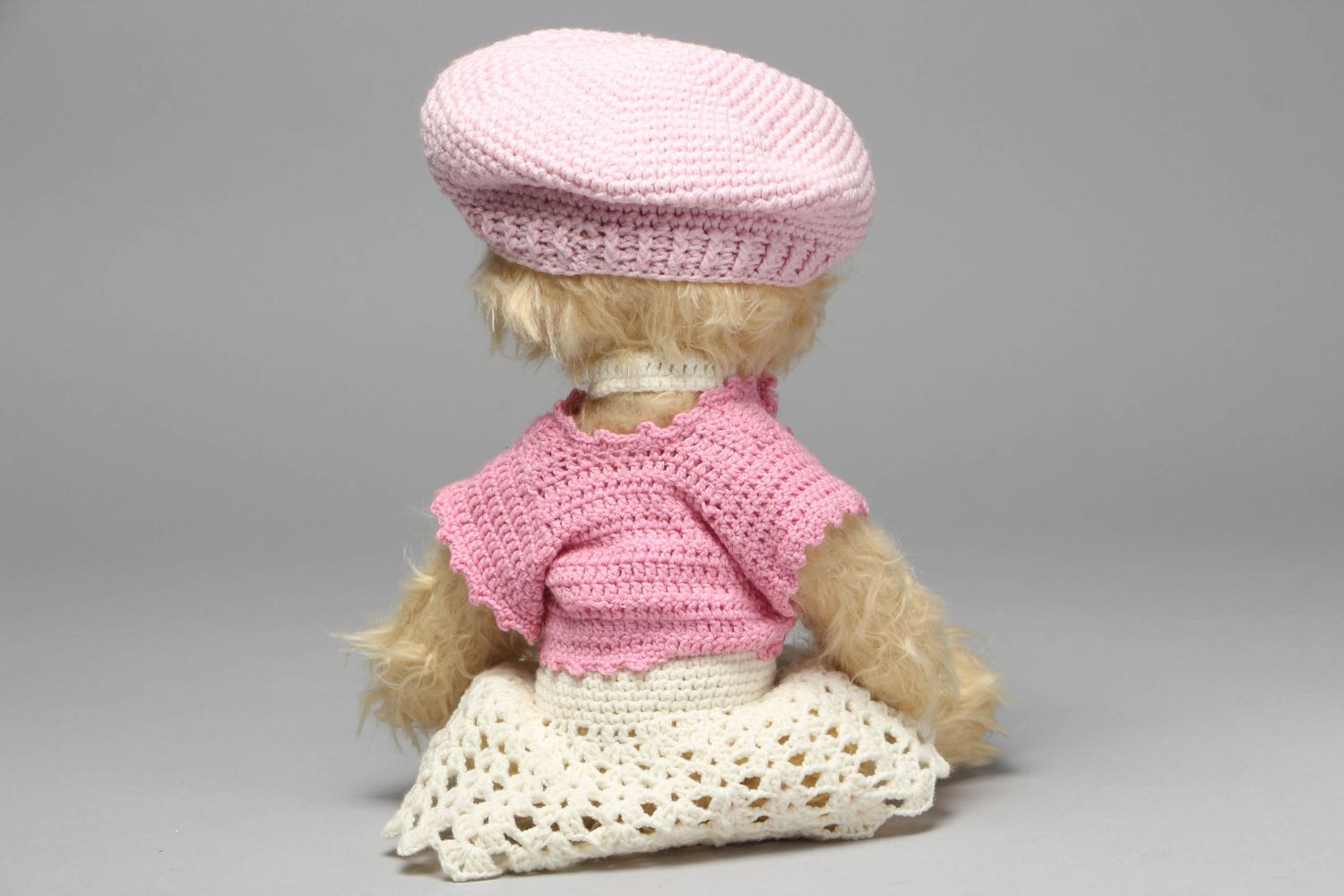 Wolle Kuscheltier Bär Mädchen in Rosa handmade foto 3