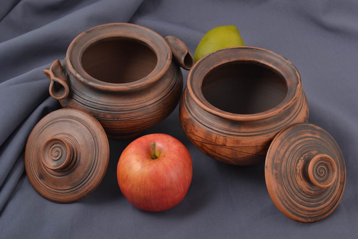 Ceramic kitchenware 2 unusual handmade pots beautiful lovely interior decor photo 1