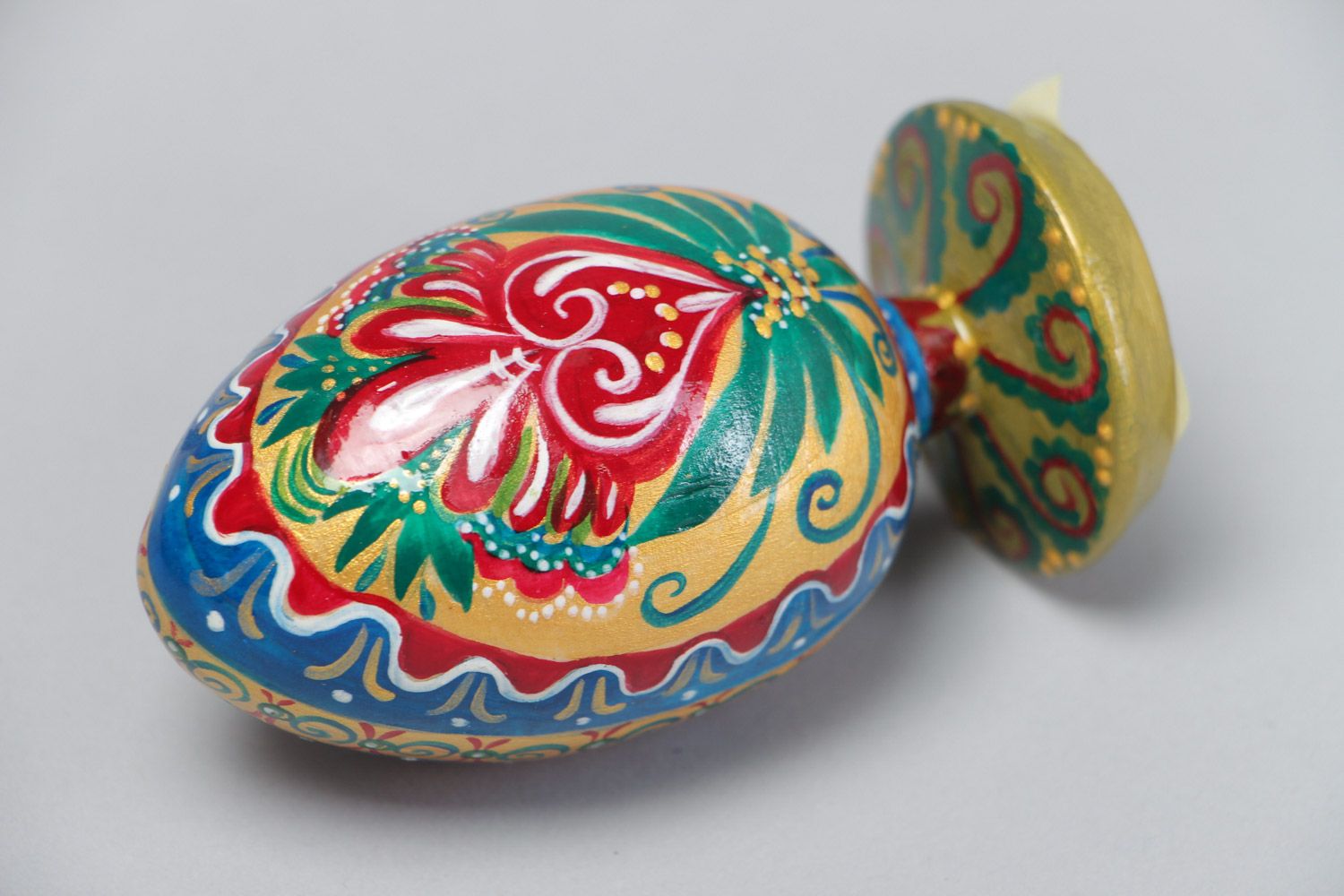 Huevo de Pascua hecho a mano de madera decorativo para interior colgante foto 3