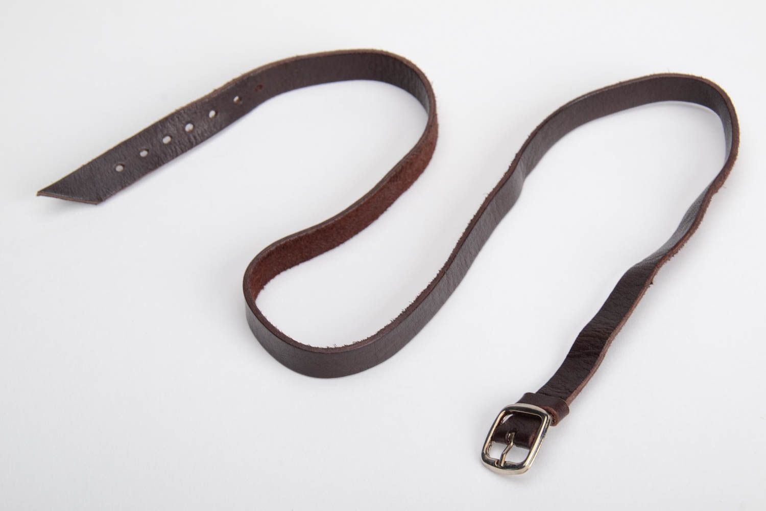 Dark brown handmade designer genuine leather bracelet of adjustable size unisex photo 5