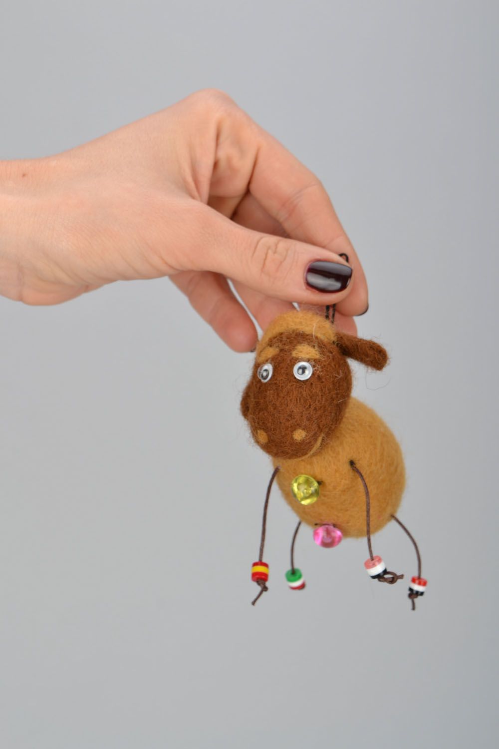 Keychain made of felted wool Brown Sheep photo 1