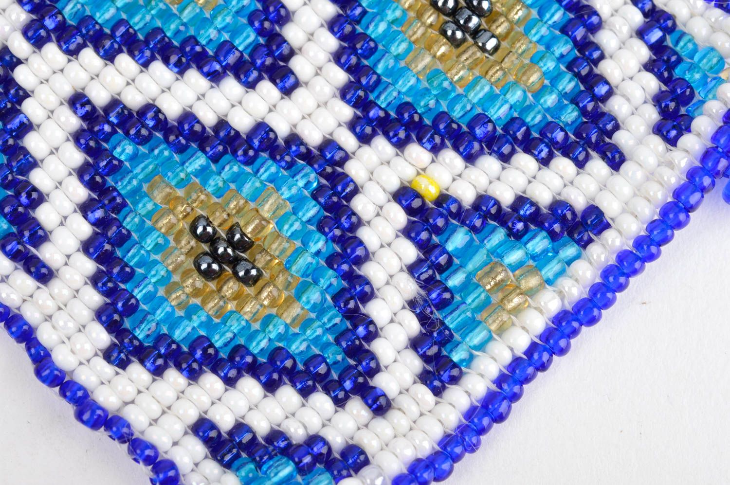 Handmade Modeschmuck Collier Schmuck aus Rocailles Ethno Schmuck blau weiß foto 5