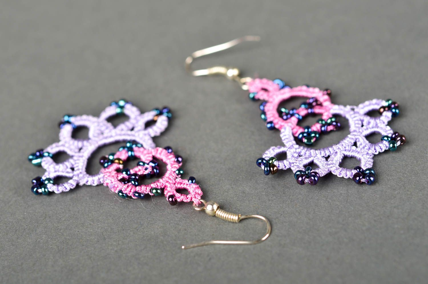 Handmade long earrings stylish tender jewelry unusual designer accessories photo 5