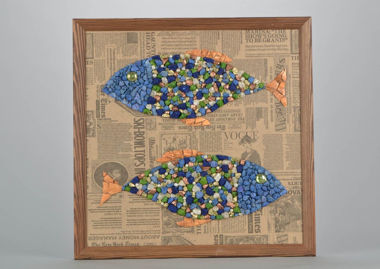 Pannello pesci fatto a mano quadro in legno decorazione da parete bella foto 1