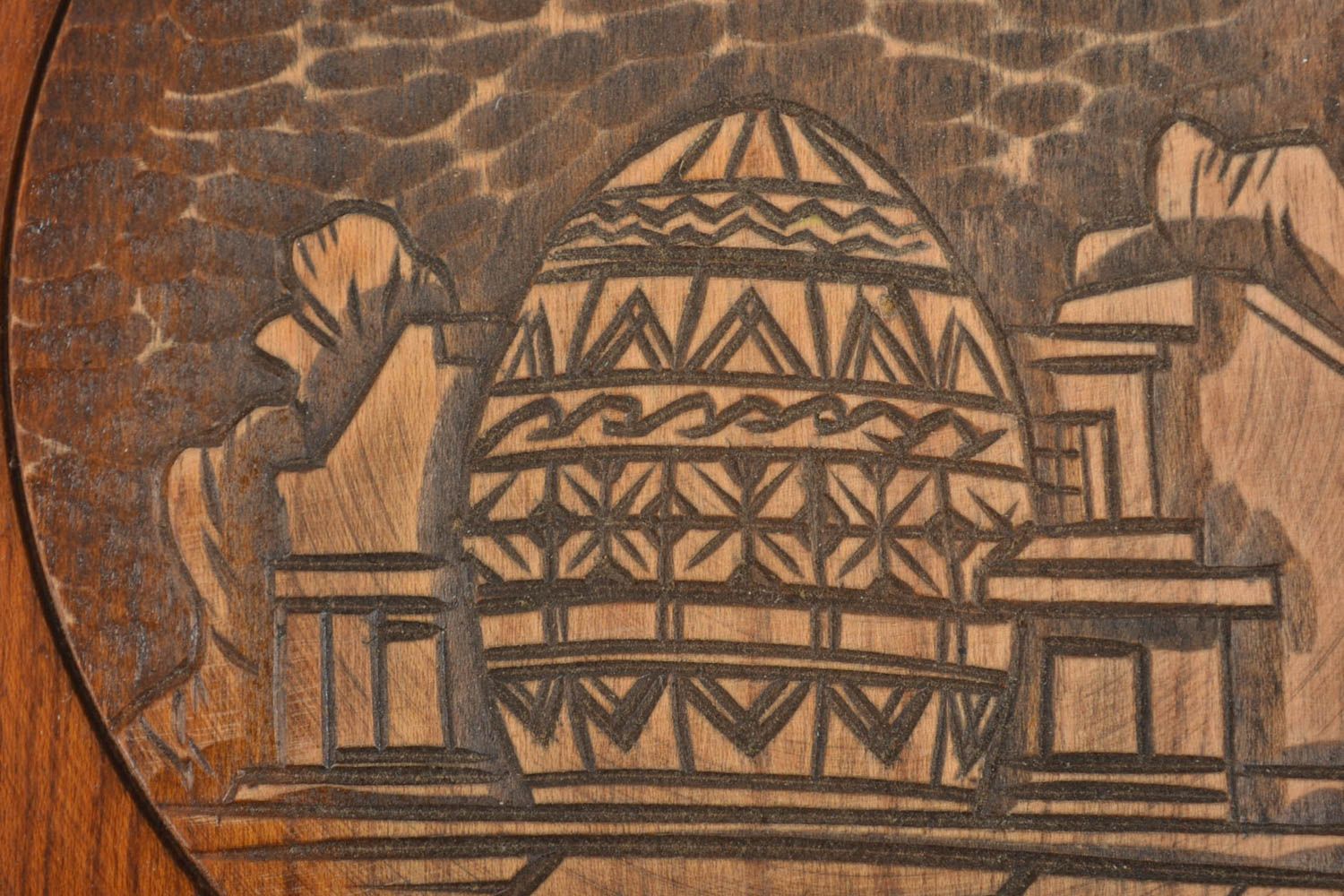 Assiette décorative fait main Décoration murale en bois Vaisselle déco ronde photo 2