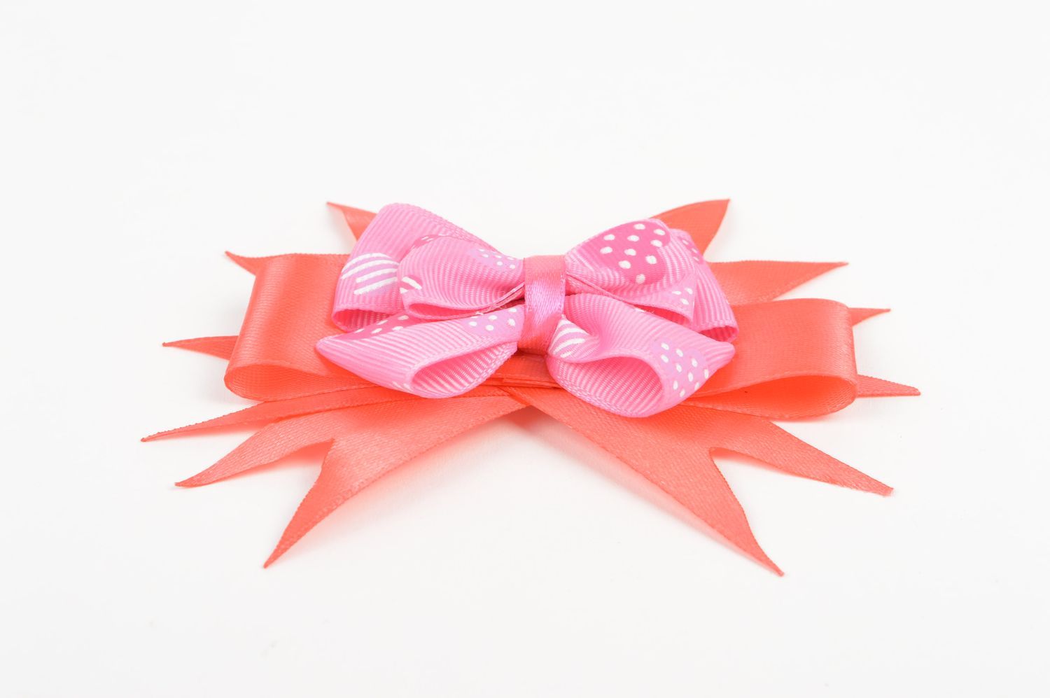 Handmade Kinder Haarspange Schmuck für die Haare Haarschleife pink aus Bändern foto 3