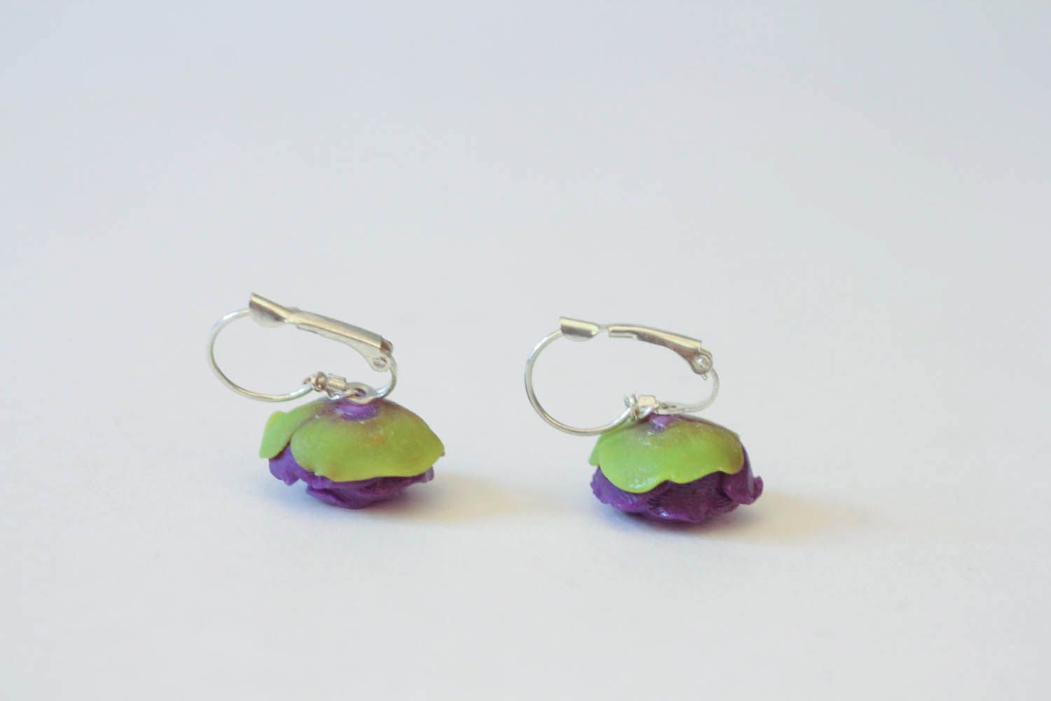 Unusual flower earrings made of polymer clay photo 3