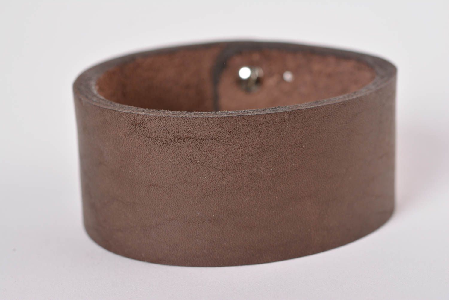 Handmade designer leather bracelet wide brown bracelet unusual jewelry photo 1